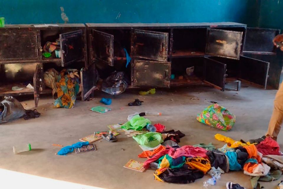 Children's belongings left behind at the St Mary's Catholic Primary and Secondary School in Papiri community in Nigeria. Photo: AP